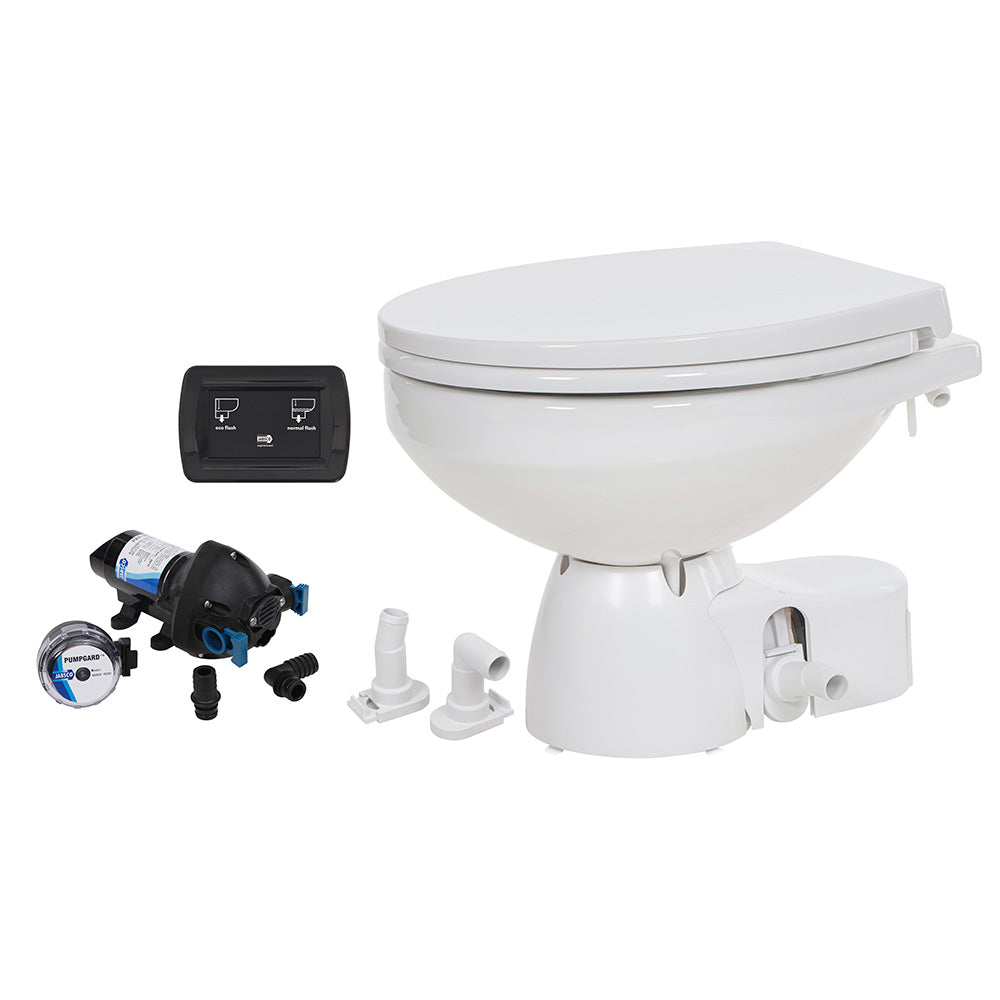 Jabsco 38245-4192RSP Quiet Flush E2 Raw Water Toilet Regular Bowl - 12V &ndash; Soft Close Lid