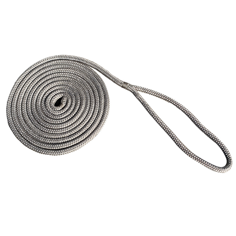 New England Rope 5058-12-00025 3/8" x 25' Nylon Double Braid Dock Line - Grey