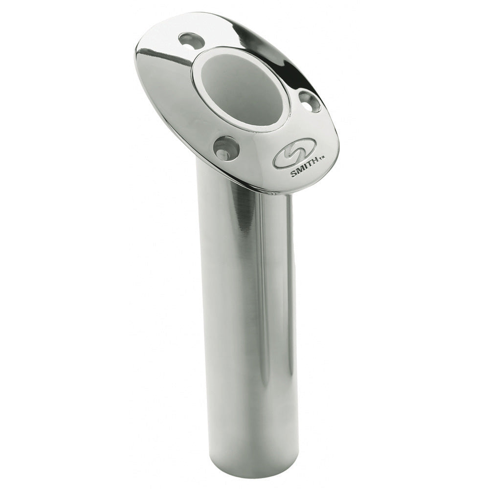 C.E. Smith 53672CA Flush Mount Rod Holder - 30 Degree & 9" Depth - Stainless Steel - Cast Bottom - White Vinyl Liner