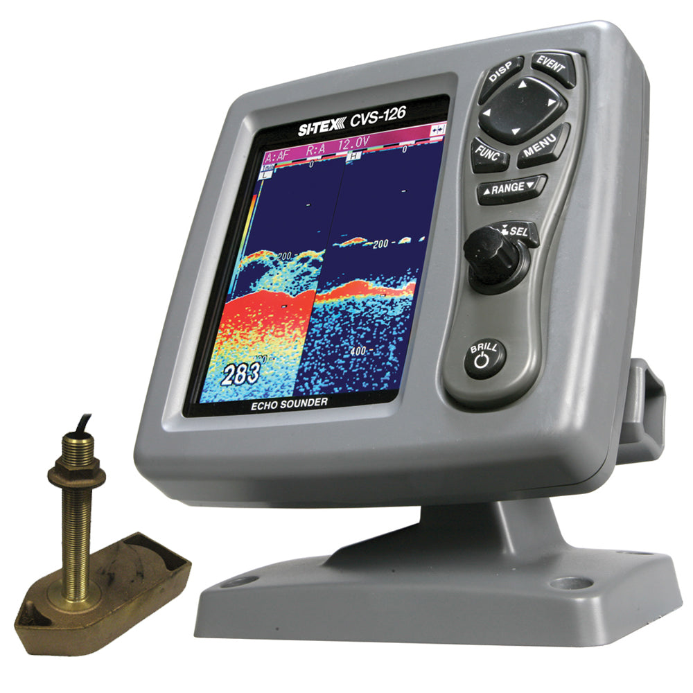 SI-TEX CVS-126 Dual Frequency Color Echo Sounder w/600kW Thru-Hull Tranducer 307/50/200T-CX CVS-1266TH