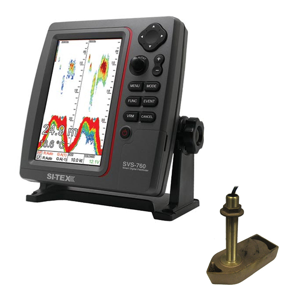 SI-TEX SVS-760 Dual Frequency Sounder 600W Kit w/Bronze Thru-Hull Temp Transducer - 307/50/200T-CX SVS-760TH1