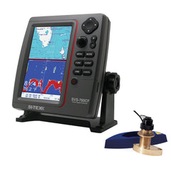 SI-TEX SVS-760CF Dual Frequency Chartplotter/Sounder w/ Navionics+ Flexible Coverage & Bronze Thru-Hull Triducer SVS-760CFTH2