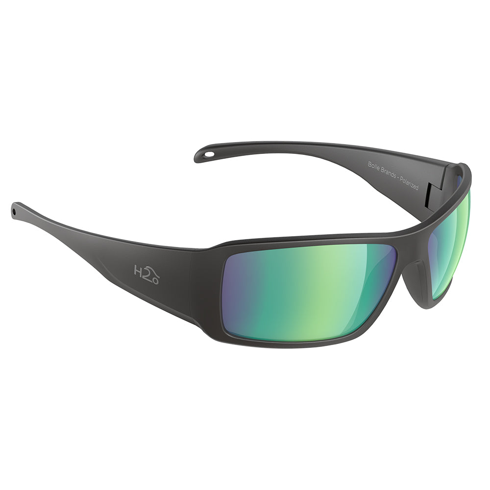 H2Optix Stream Sunglasses Matt Black, Brown Green Flash Mirror Lens Cat.3 - AntiSalt Coating w/Floatable Cord H2020