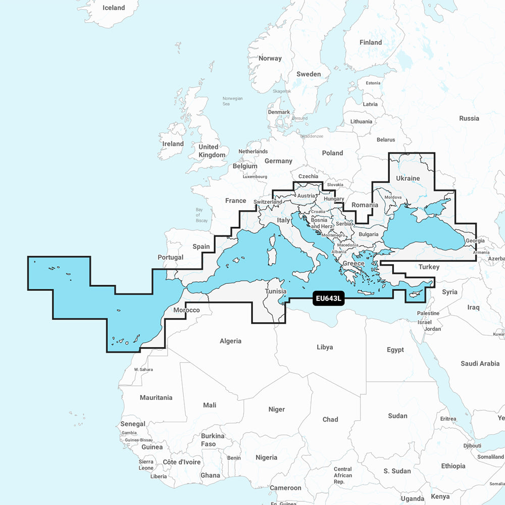 Garmin Navionics+ NSEU643L - Mediterranean & Black Sea - Marine Chart 010-C1272-20