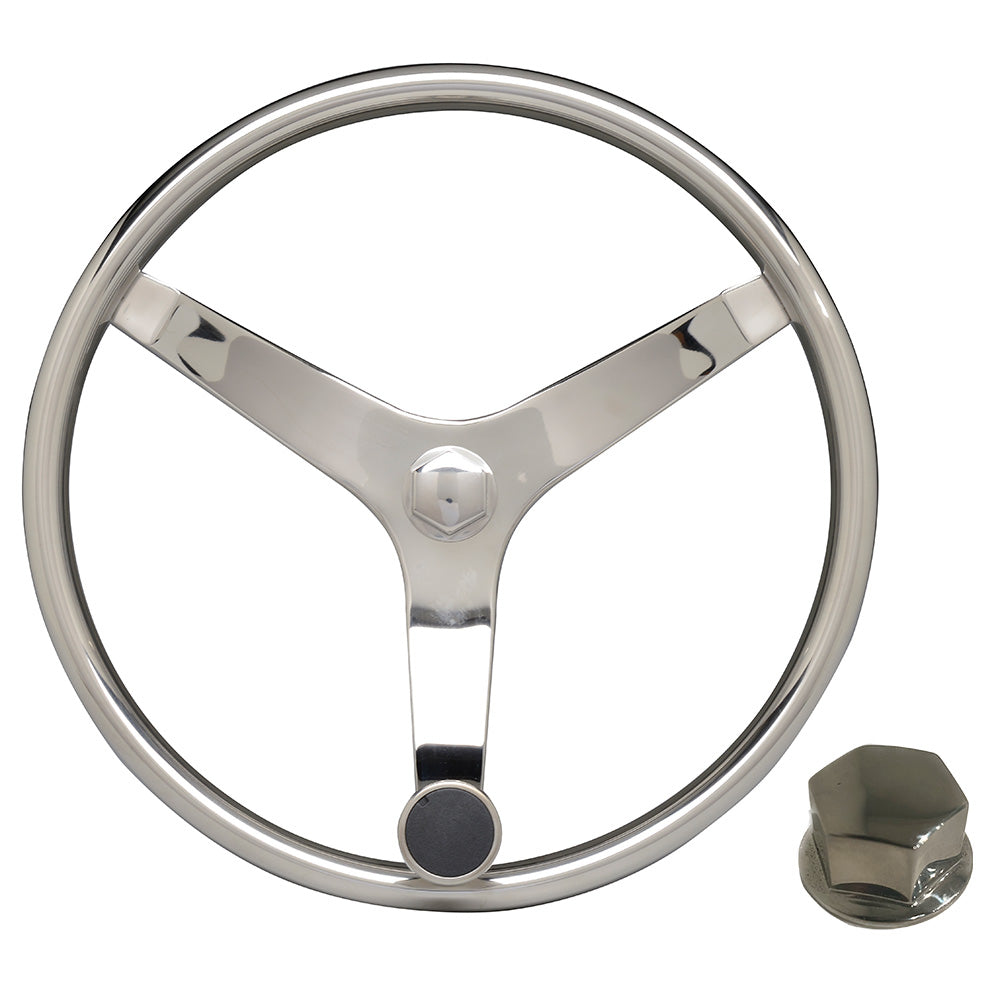 Uflex - V46 - 13.5" Stainless Steel Steering Wheel w/Speed Knob & Chrome Nut V46 KIT