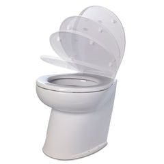 Jabsco 58020-3012 Deluxe Flush 17" Angled Back 12V Freshwater Electric Marine Toilet w/Solenoid Valve & Soft Close Lid