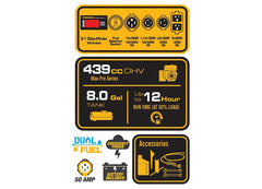 Firman H08051 Dual Fuel 10000/8000 Watt(Hybrid Series)Extended Run Time Generator Electric Start