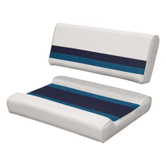 Wise 8WD125FF1008 Deluxe Pontoon Furniture, Flip Flop Seat, White/Navy/Blue