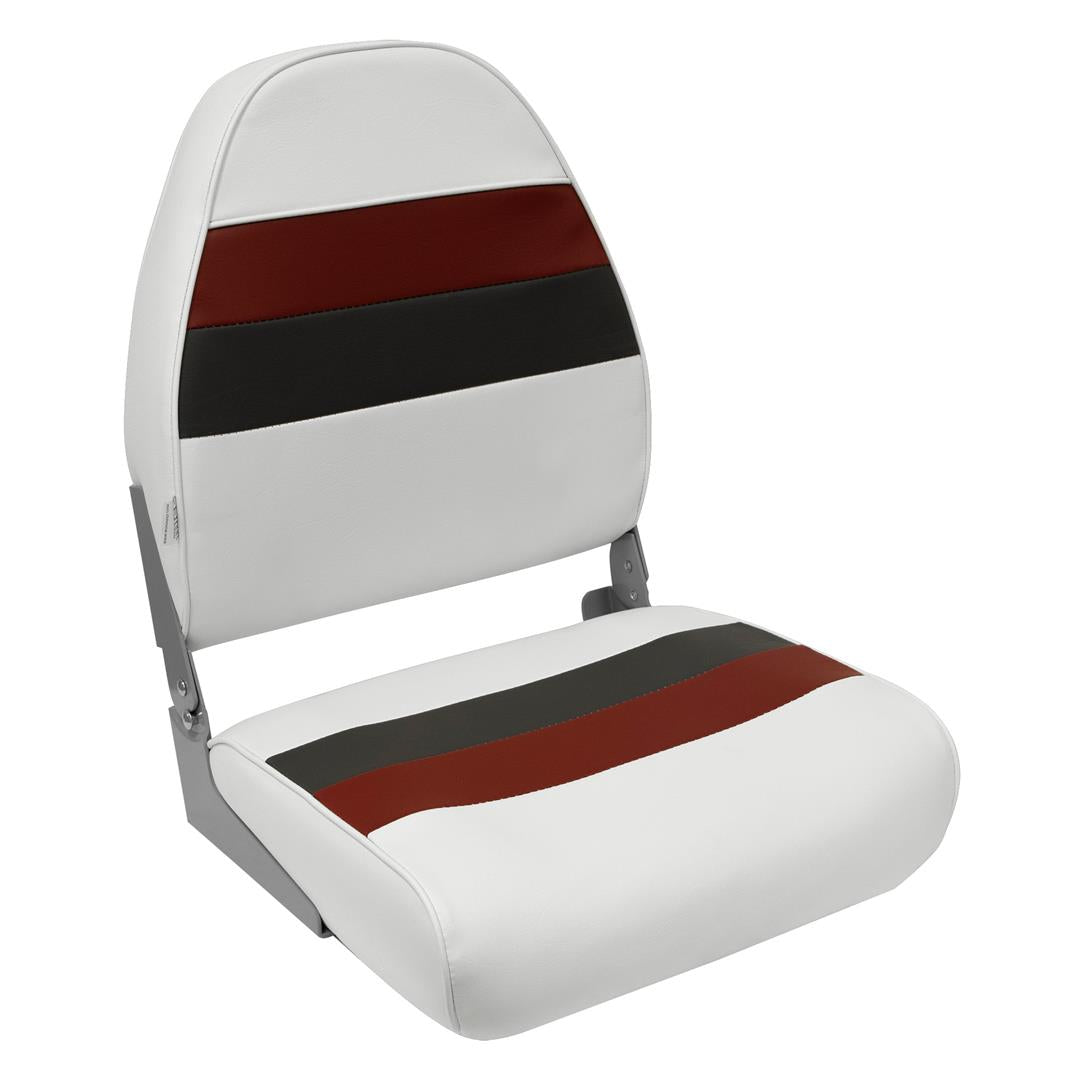 Wise 8WD5901009 Deluxe Pontoon Furniture, High Back Fold Down Seat, White/Red/Charcoal