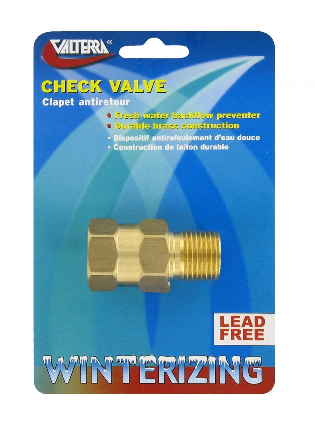 Valterra P23402LFVP Brass Check Valve 1/2" MPT, 1/2" FPT, Carded