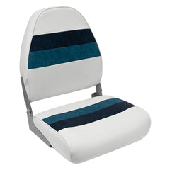 Wise 8WD5901008 Deluxe Pontoon Furniture, High Back Fold Down Seat, White/Navy/Blue