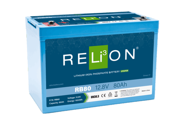 RELiON RB80 LiFePO4 Lithium Iron Phosphate 12V Battery, Group 27