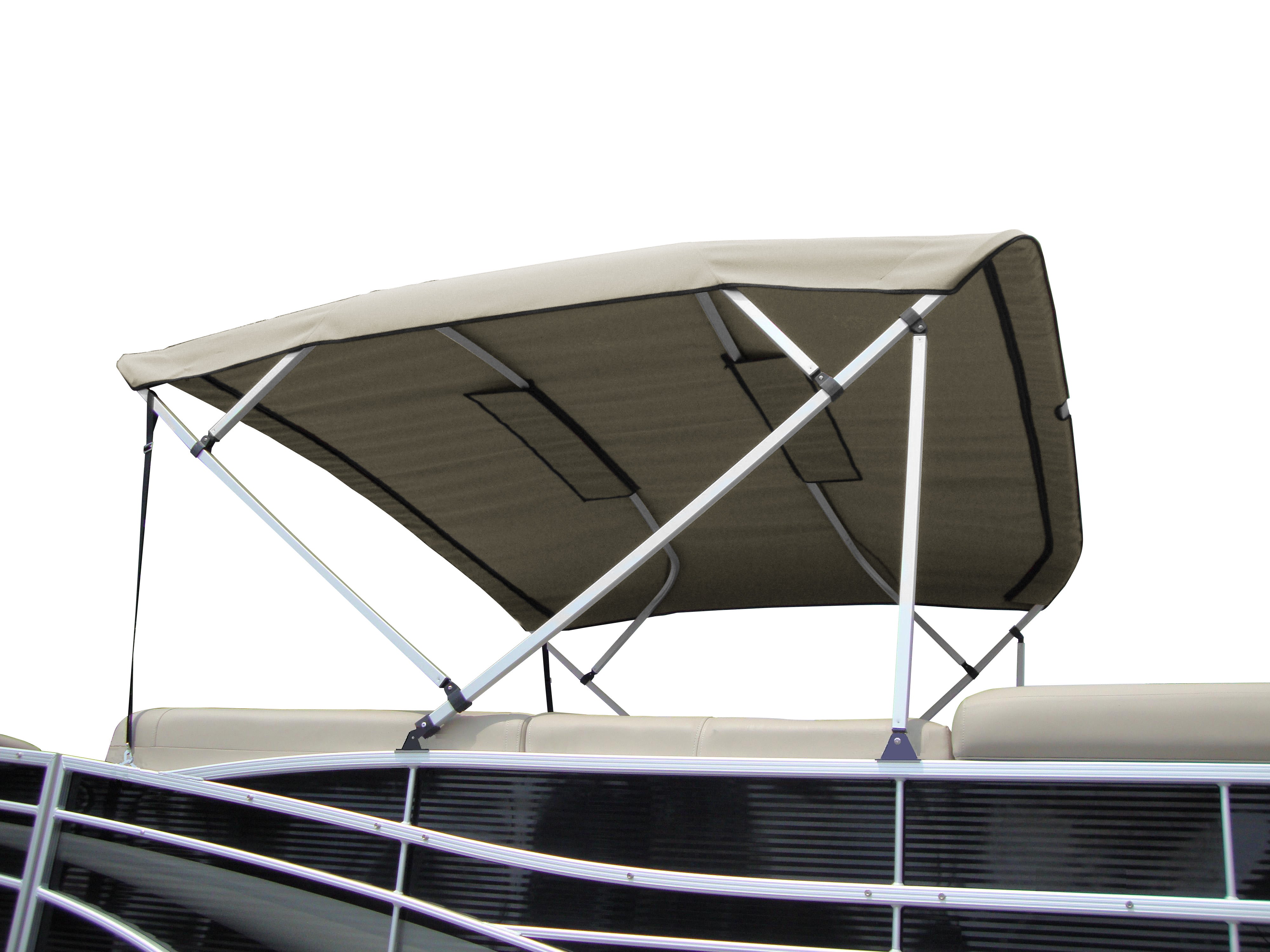 Carver A(8SQ)4893UBL-12 8'L 4-Bow SQ Tube Pontoon Bimini Top Kit with Light Cut-Out & Zippered Sleeves - 48"H, Fits 96"-102" W, Linen