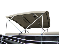 Carver A(8SQ)4893UBL-12 8'L 4-Bow SQ Tube Pontoon Bimini Top Kit with Light Cut-Out & Zippered Sleeves - 48"H, Fits 96"-102" W, Linen