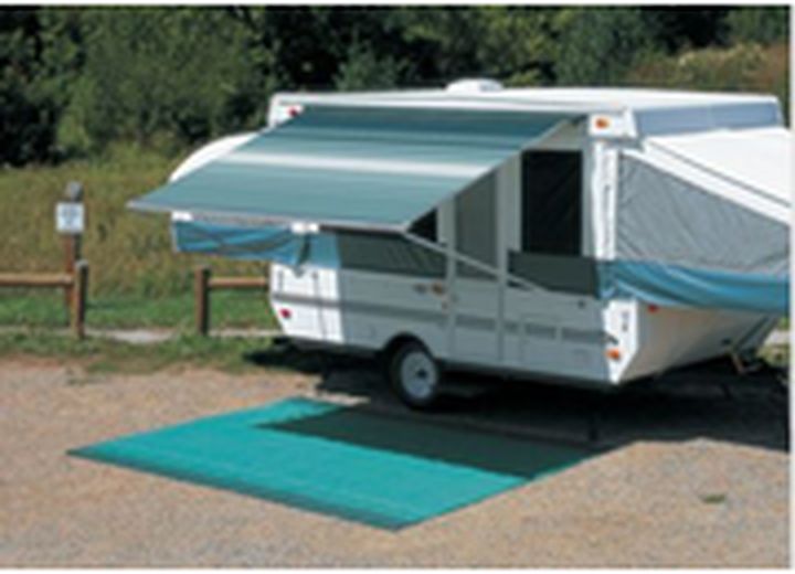 CAREFREE OF COLORADO 981186E00 CAMPOUT 9'10L X 8'2EXT. BLACK FADE VINYL MANUAL PATIO AWNING