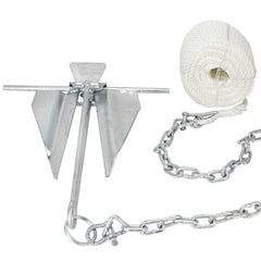 Extreme Max 3006.6717 Complete Slip Ring Anchor Kit with Rope / Anchor Chain / Shackle - #7 / 4.5 lbs.