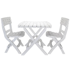 Camco 51640 3-Piece Outdoor Folding Table and Chair Set - White