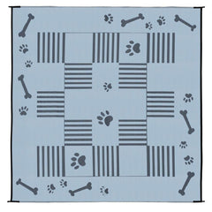 Ming's Mark DA1 Stylish Camping Reversible Dog Paw/Bone Patio Mat - 9' x 9', Black