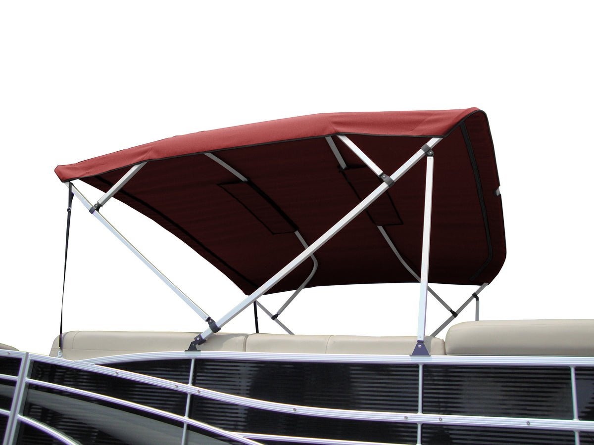 Carver A(8SQ)4893UBL-08 8'L 4-Bow SQ Tube Pontoon Bimini Top Kit with Light Cut-Out & Zippered Sleeves - 48"H, Fits 96"-102" W, Burgundy