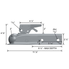 Quick Products QP-HS3023Z Zinc Trigger-Style Trailer Coupler - 2" Ball, 2" Channel - 3,500 lbs.