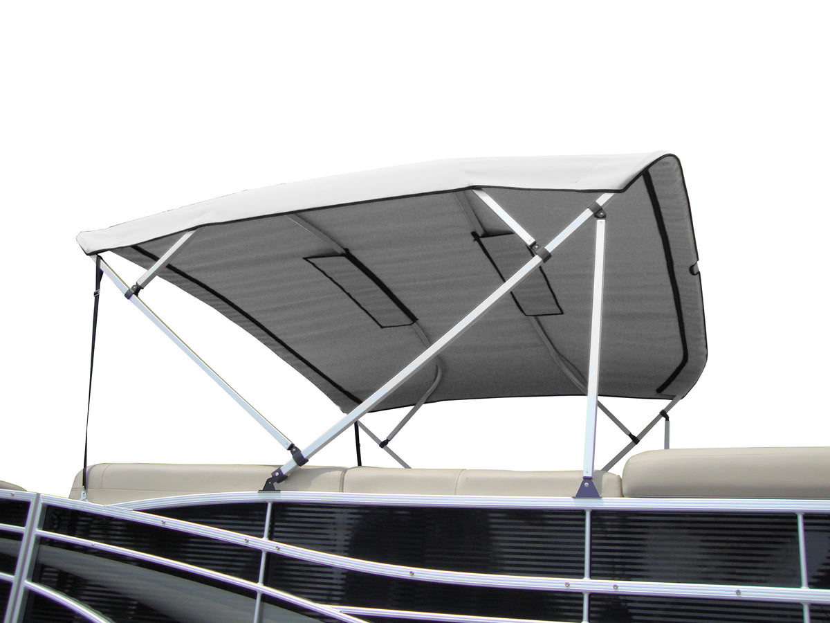 Carver A(8SQ)4893UBL-40 8'L 4-Bow SQ Tube Pontoon Bimini Top Kit with Light Cut-Out & Zippered Sleeves - 48"H, Fits 96"-102" W, Natural