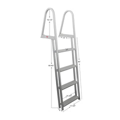 Extreme Max 3005.3380 Heavy Duty Aluminum Pontoon & Dock Ladder - 4 Steps, 15" Wide Steps, 45" Below-Deck Reach, 300 lbs. Weight Capacity