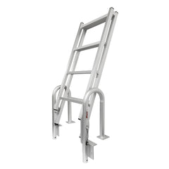 Extreme Max 3005.4227 Heavy-Duty Aluminum Slanted Flip-Up Dock Ladder with Comfort Use Round Tube Frame - 4-Step, 300 lbs. Weight Capacity