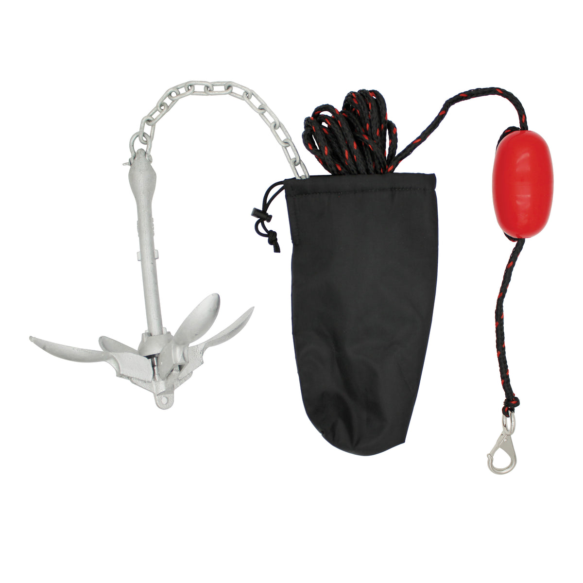 Extreme Max 3006.6785 BoatTector Complete All-in-One Deluxe Grapnel Anchor Kit for Small Boats, Kayaks, PWC, Jet Ski, Paddle Boards - Includes 3.5 lbs. Anchor, Rope, Anchor Chain, Shackles, Float, and Storage Bag