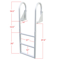 Extreme Max 3005.3470 Heavy-Duty Aluminum Flip-Up Dock Ladder with Comfort Use Round Tube Frame and 21" Wide Steps - 3-Step, 300 lbs. Weight Capacity