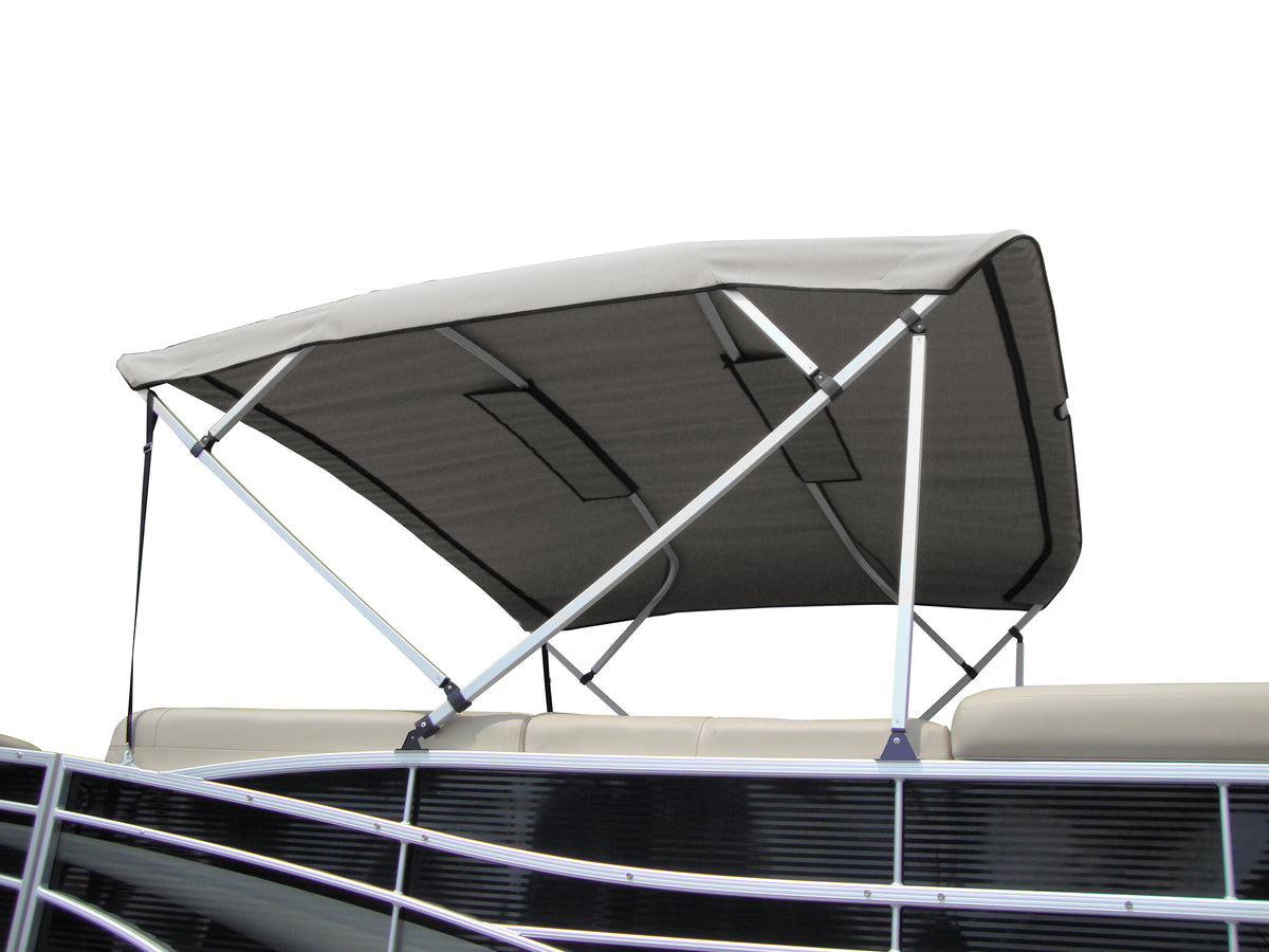 Carver A(8SQ)4893UBL-10 8'L 4-Bow SQ Tube Pontoon Bimini Top Kit with Light Cut-Out & Zippered Sleeves - 48"H, Fits 96"-102" W, Cadet Gray