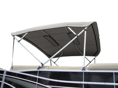 Carver A(8SQ)4893UBL-10 8'L 4-Bow SQ Tube Pontoon Bimini Top Kit with Light Cut-Out & Zippered Sleeves - 48"H, Fits 96"-102" W, Cadet Gray