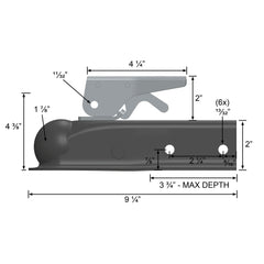 Quick Products QP-HS3020 Black Trigger-Style Trailer Coupler - 1-7/8" Ball, 2" Channel - 2,000 lbs.