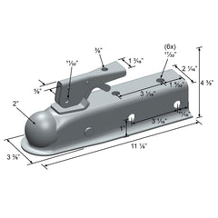 Quick Products QP-HS3023Z Zinc Trigger-Style Trailer Coupler - 2" Ball, 2" Channel - 3,500 lbs.