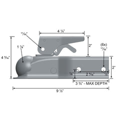 Quick Products QP-HS3022Z Zinc Trigger-Style Trailer Coupler - 1-7/8" Ball, 3" Channel - 2,000 lbs.