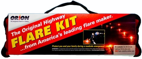 Orion 6020 20-Minute Road Flares with Safety Vest & Carrying Case - 6-Pack