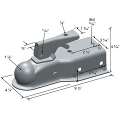 Quick Products QP-HS3022Z Zinc Trigger-Style Trailer Coupler - 1-7/8" Ball, 3" Channel - 2,000 lbs.