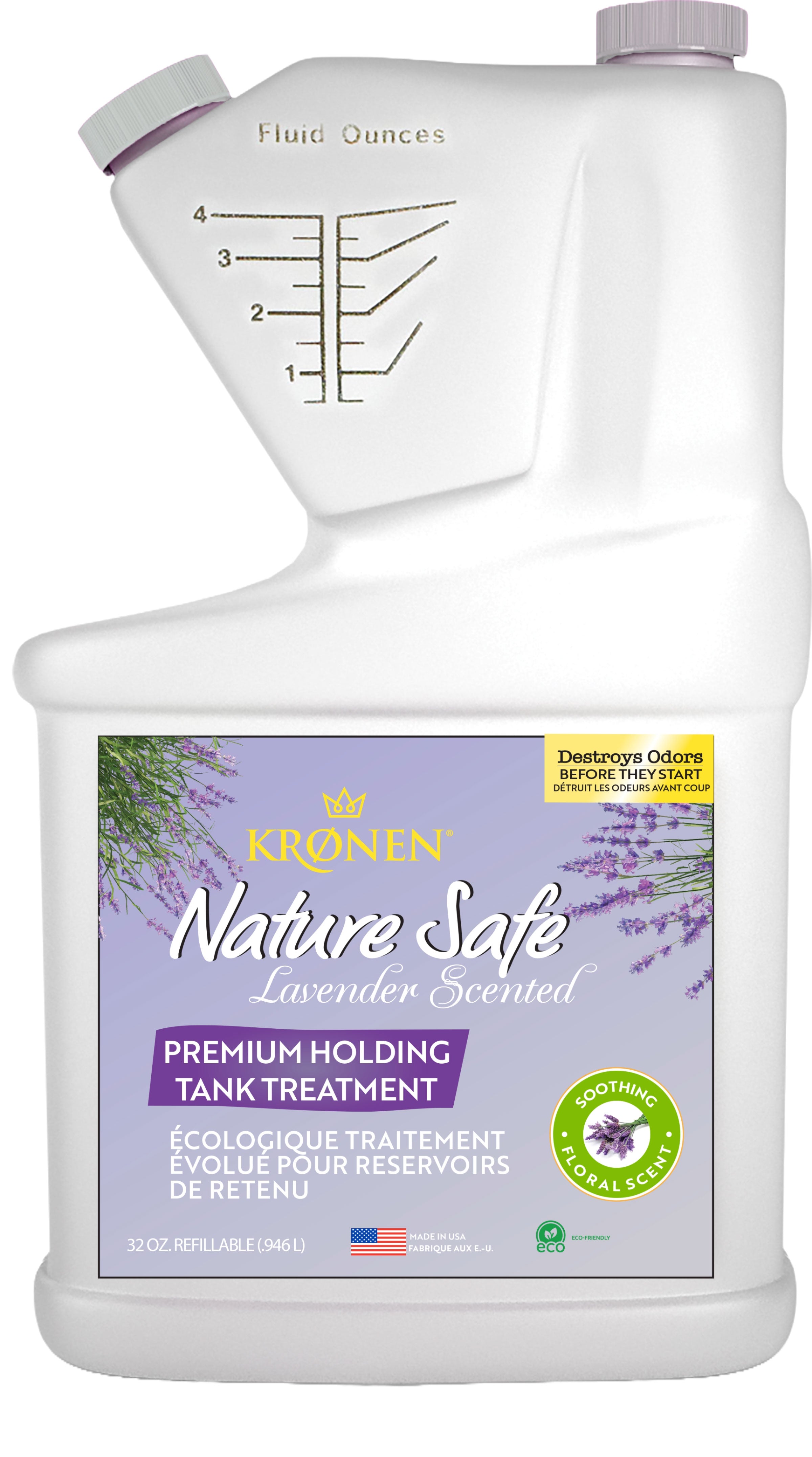 Kronen KHT001L Holding Tank Treatment - 32 oz. Tip N Measure, Lavender Scent