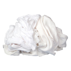 Buffalo 10390 Recycled Industrial White T-Shirt Cloth Rags - 4 lbs. Box