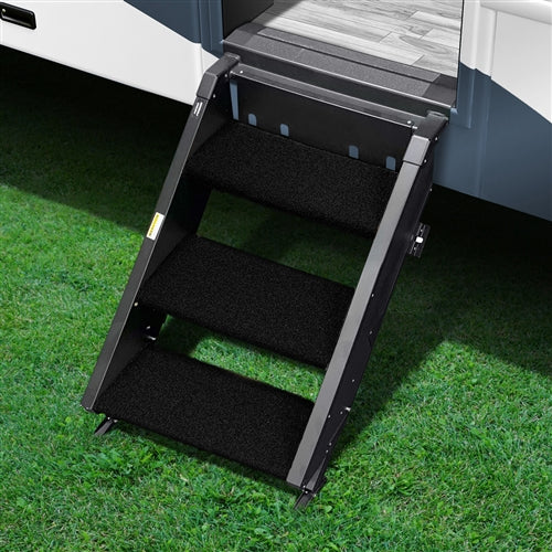 Prest-O-Fit 2-0512 Trailhead RV Step Rug for MORryde StepAbove - 3-Step, 17.5" W x 10.5" D, Obsidian Black