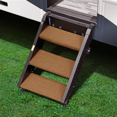 Prest-O-Fit 2-0513 Trailhead RV Step Rug for MORryde StepAbove - 3-Step, 17.5" W x 10.5" D, Buckskin Brown