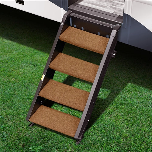 Prest-O-Fit 2-0531 Trailhead RV Step Rug for MORryde StepAbove - 4-Step, 19.5" W x 8" or 10.5" D, Buckskin Brown