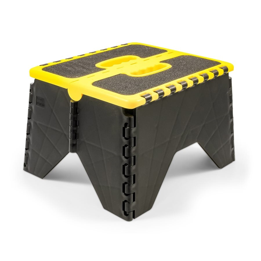 Camco 43637 Plastic Folding Step Stool with Non-Skid - Black/Yellow