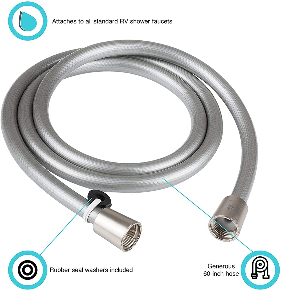 DURA Faucet 60" Vinyl RV Shower Hose - Satin Nickel