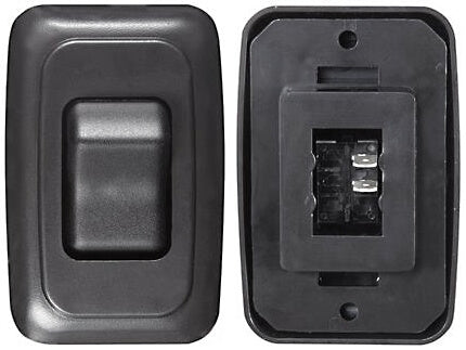 RV Designer S521 Contoured DC Wall Switch On/Off - Single, Black