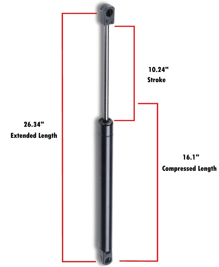 AP Products 010-158 Gas Spring - 26.34" Ext Length, 10.24" Stroke Rod Length, 150 lb. P1 Force