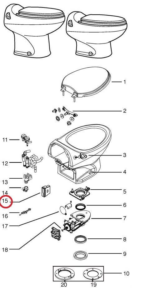 Thetford 28968 Controller Assembly Package for Aria Deluxe I & II RV Toilets