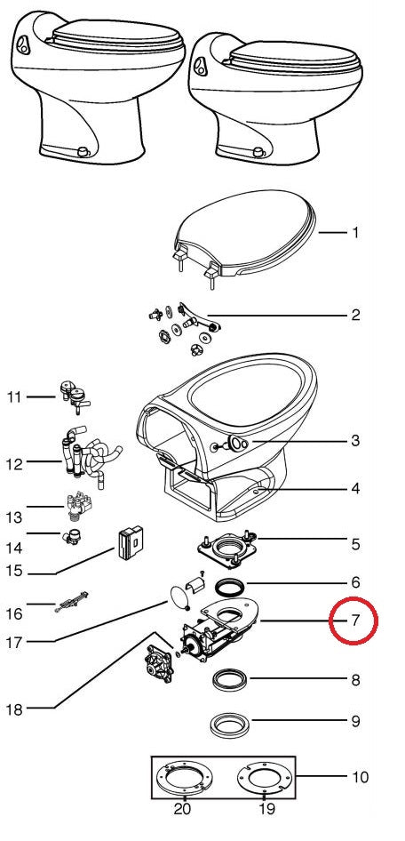 Thetford 19613 Mechanism Assembly for Aria Classic/Aria Deluxe RV Toilets