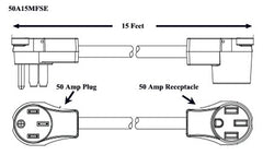 Southwire 50A15MFSE Surge Guard RV Flex50A Flexible Power Cord - 50A Male/Female, 15' 6/3-8/1, SEOW