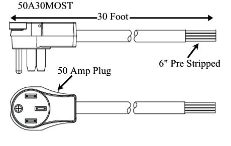 Southwire 50A30MOST RV Power Supply Cord - 50A Male, 30'