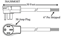 Southwire 50A30MOST RV Power Supply Cord - 50A Male, 30'